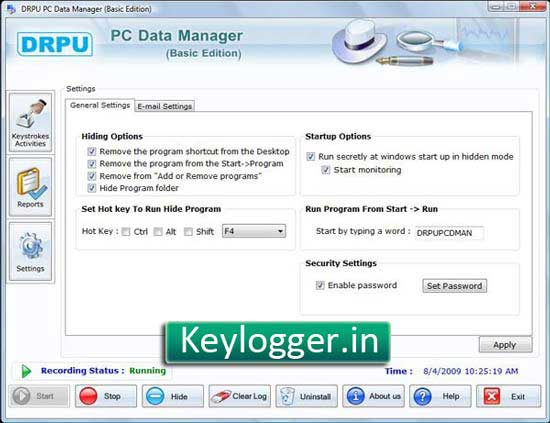 Screenshot of Free Key Logger