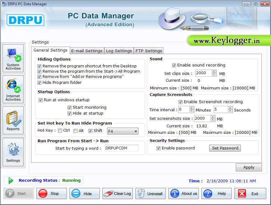 Screenshot of Keylogger f??r Mac