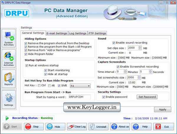 Screenshot of Keylogger Download