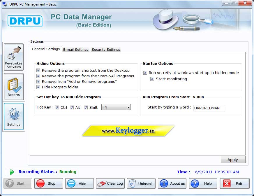 Screenshot of Kostenlos Keylogger