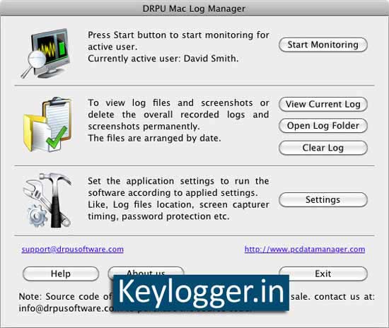 Screenshot of Keylogger for MAC OS X