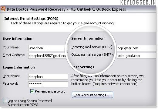 Outlook express password retrieval program